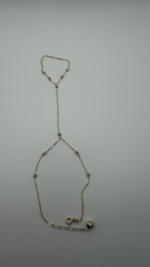 14K Solid Gold Chain Bracelet with Beads