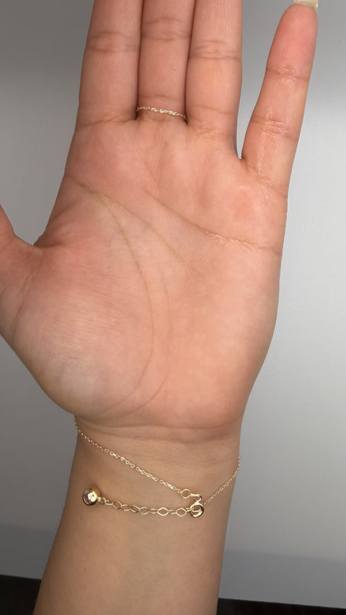 14K Solid Gold Butterfly Hand Chain Bracelet