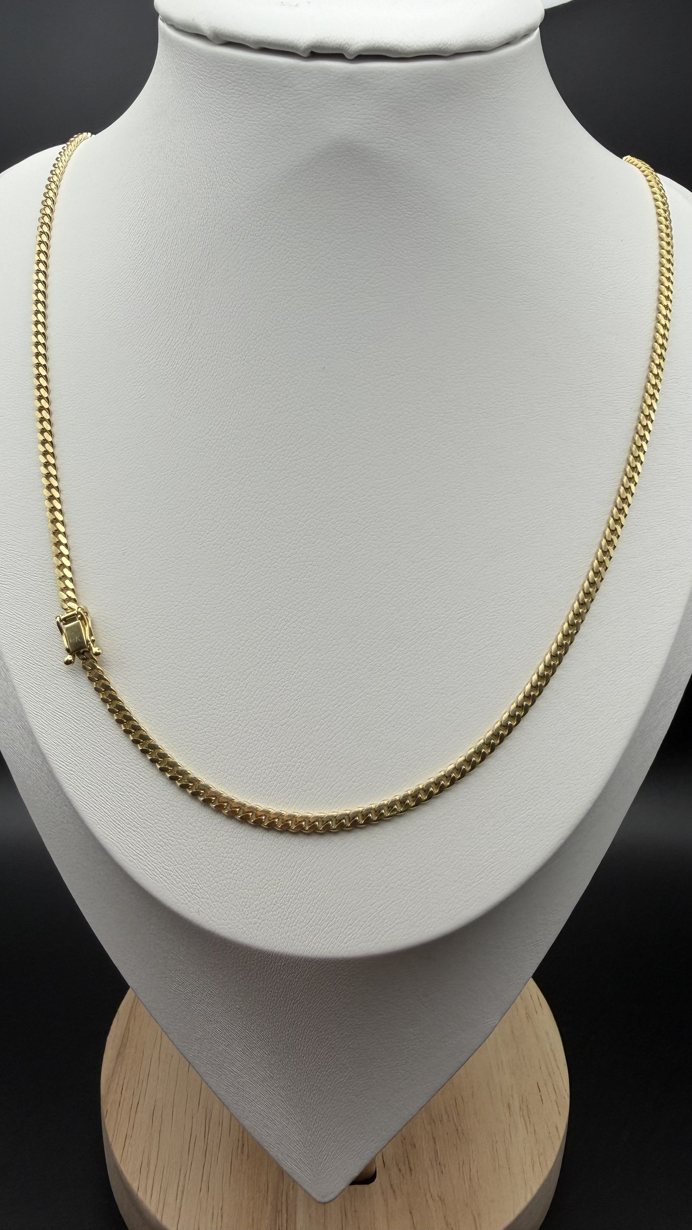 14K Solid Gold Cuban Link Chain – 24" | 3mm