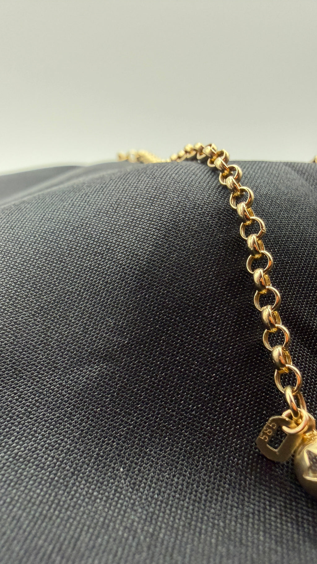 14K Solid Gold Charm Anklet — Heart & Ball Stations, 10”