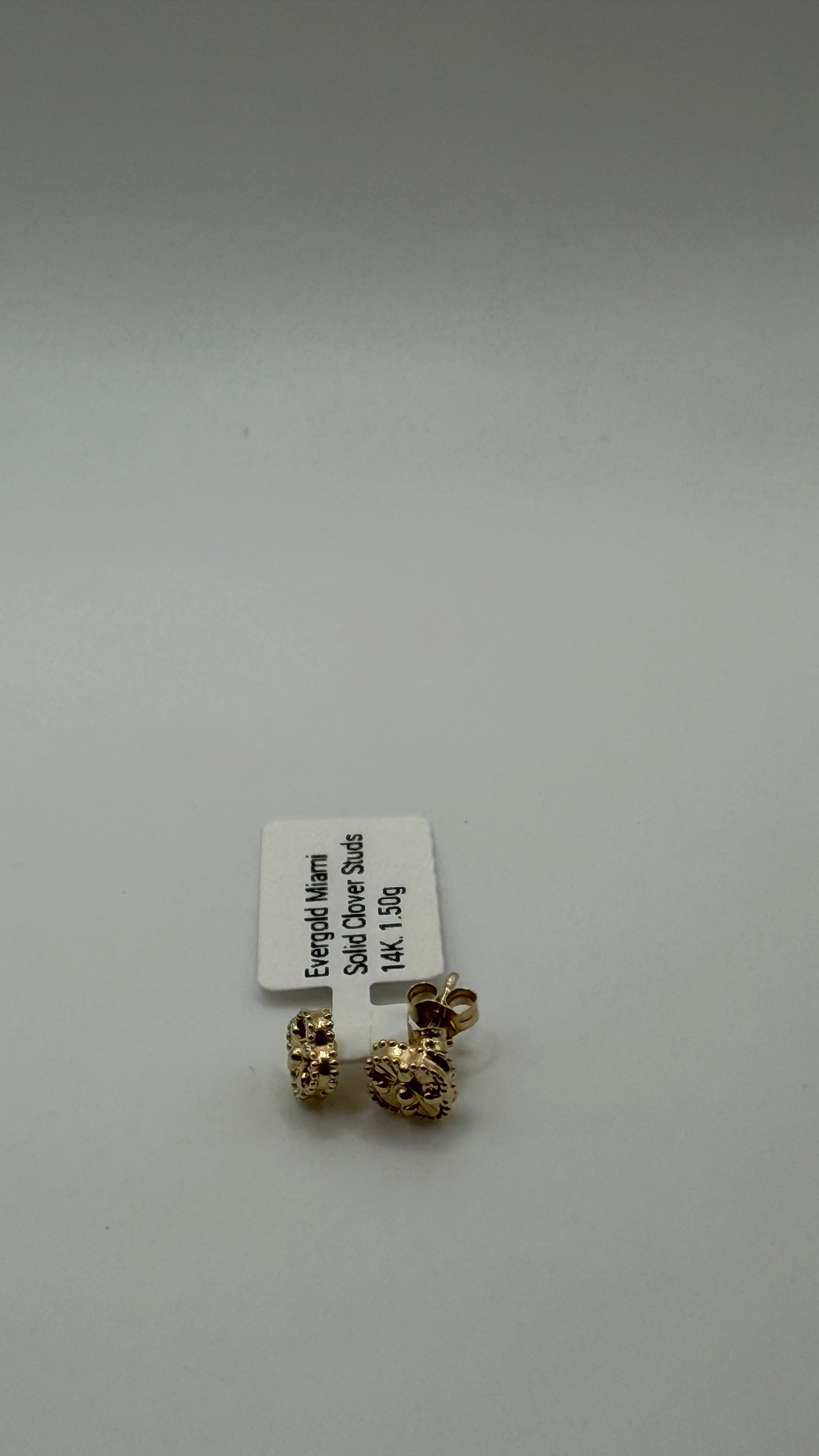 14K Solid Gold Clover Style Stud Earrings