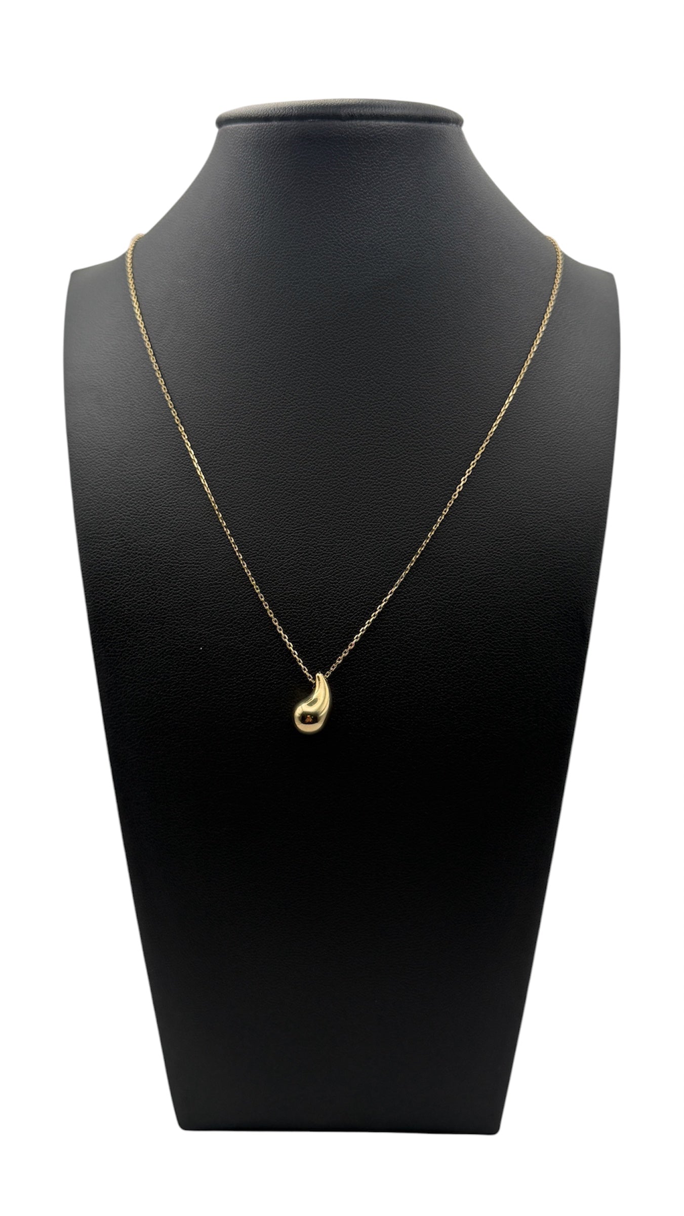 14K Solid Gold Teardrop Pendant Necklace – 18"