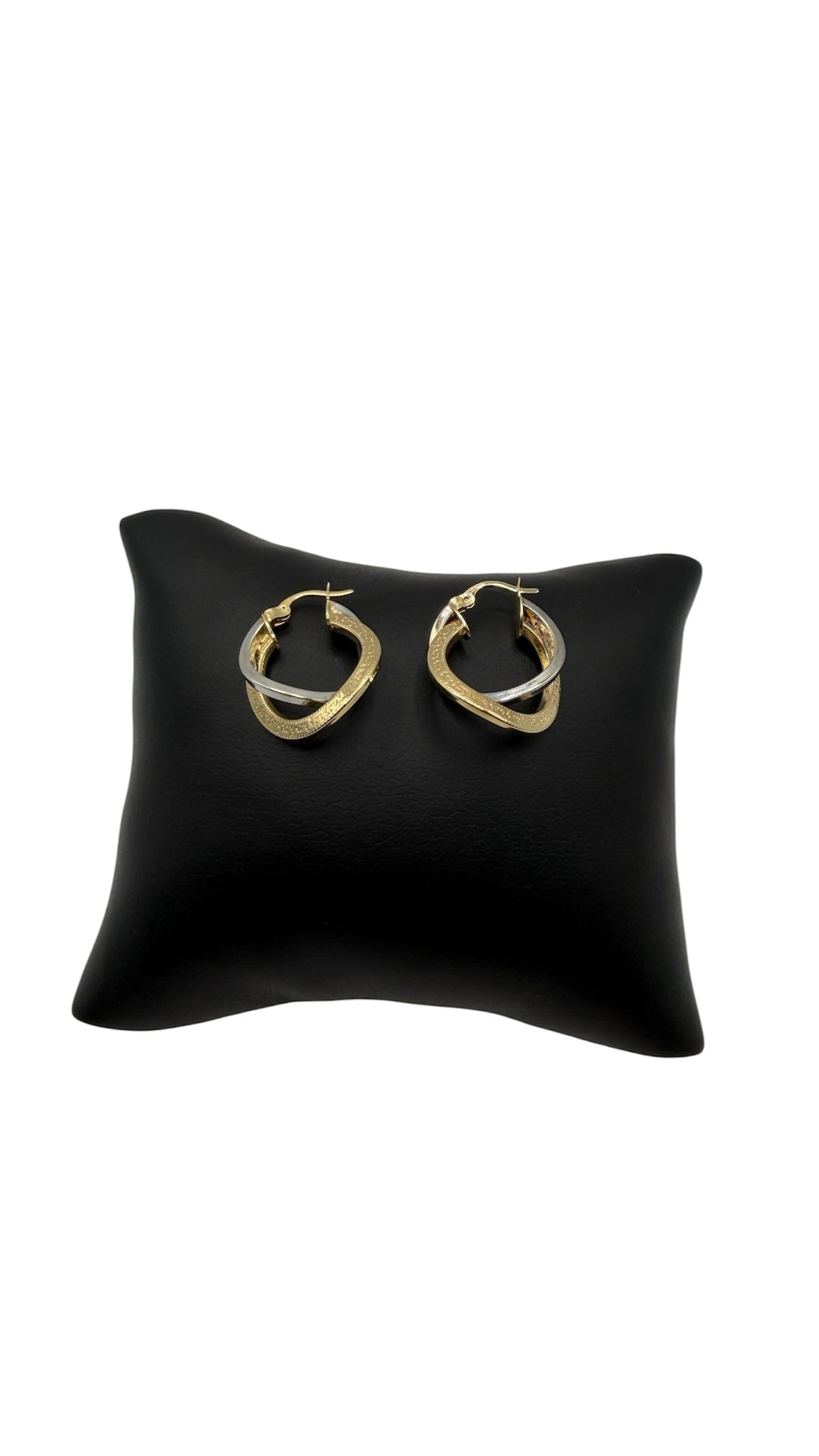14K Two-Tone Gold Greek Key Hoop Earrings | 24.3mm