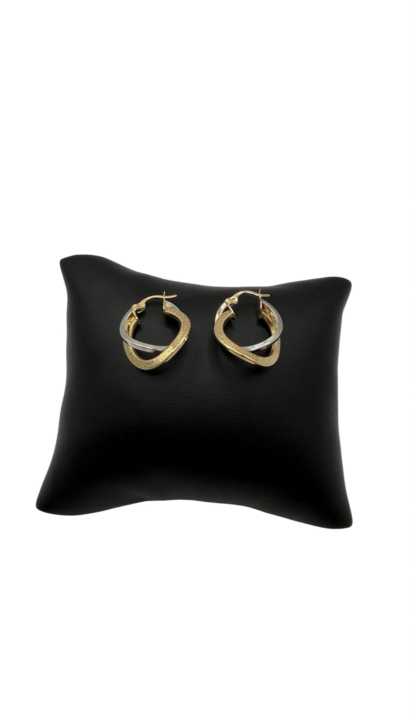 14K Two-Tone Gold Greek Key Hoop Earrings | 24.3mm