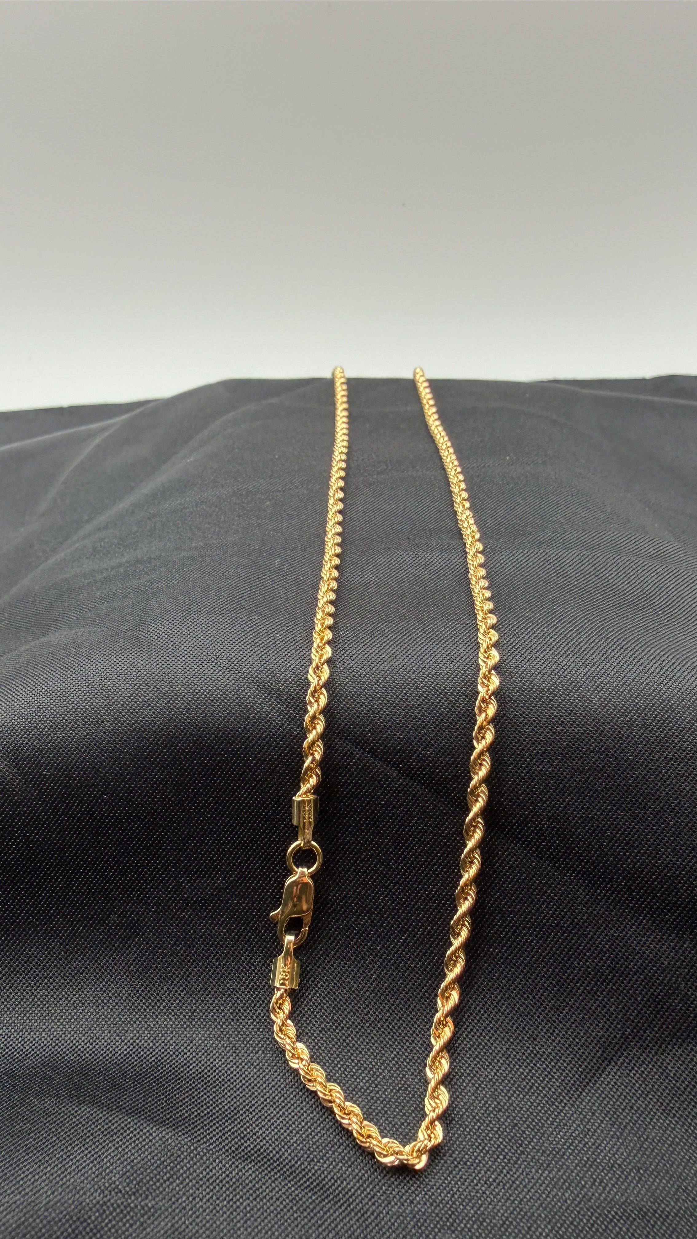 18K Solid Gold Rope Chain & Bracelet Set | 18” + 7” | 2mm | Evergold Miami