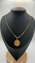 14K Box Chain + Virgin Mary Pendant Set
