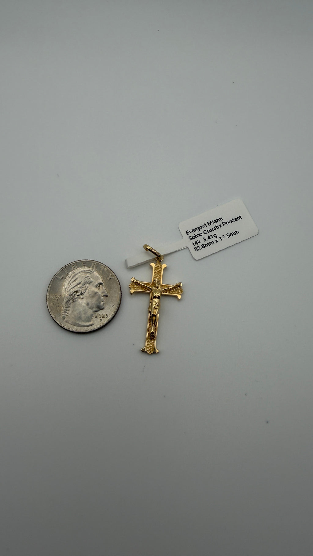 14K Solid Gold Crucifix Pendant – 31.75mm