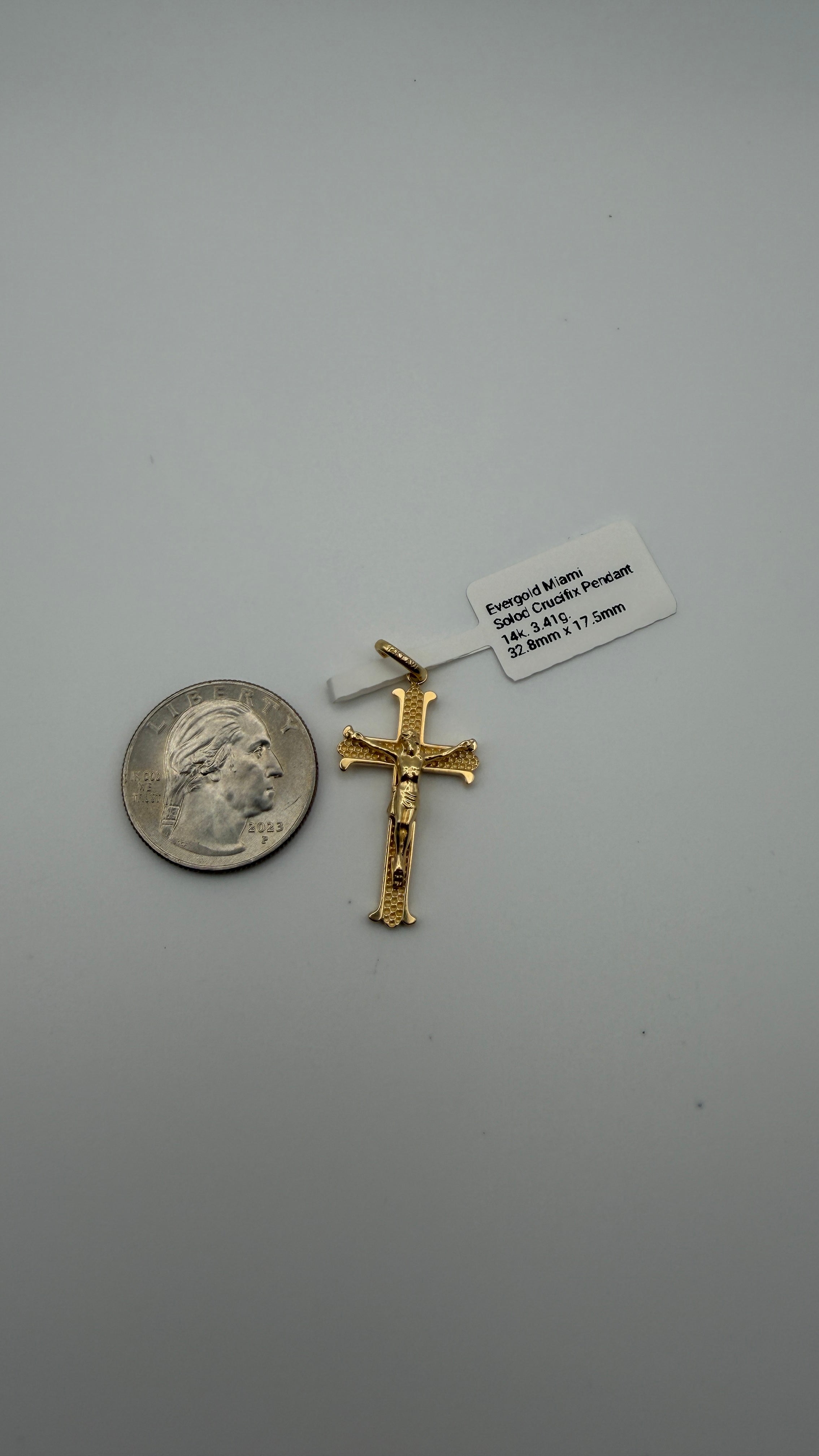 14K Solid Gold Crucifix Pendant – 31.75mm