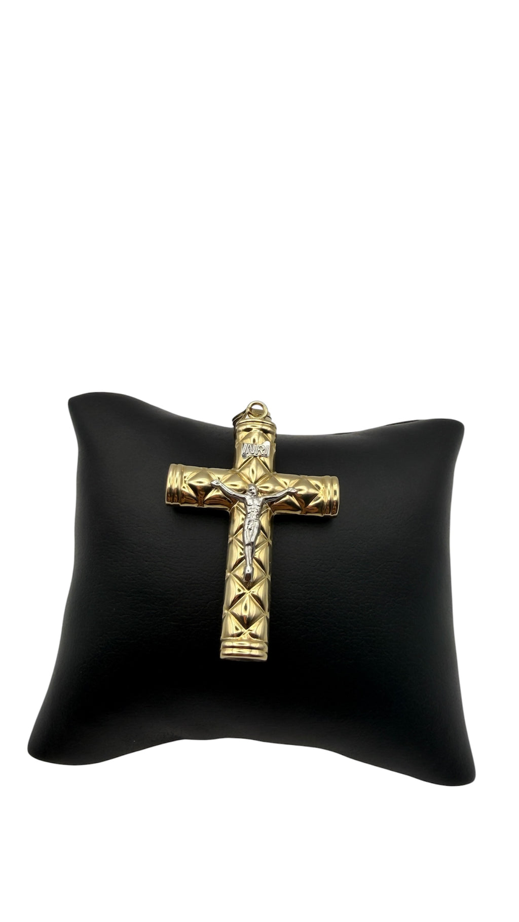 14K Gold Crucifix Pendant | Diamond Cut | White Gold Christ | 3.70g | Evergold Miami