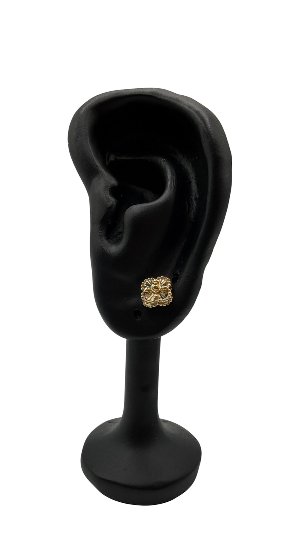 14K Solid Gold Clover Style Stud Earrings