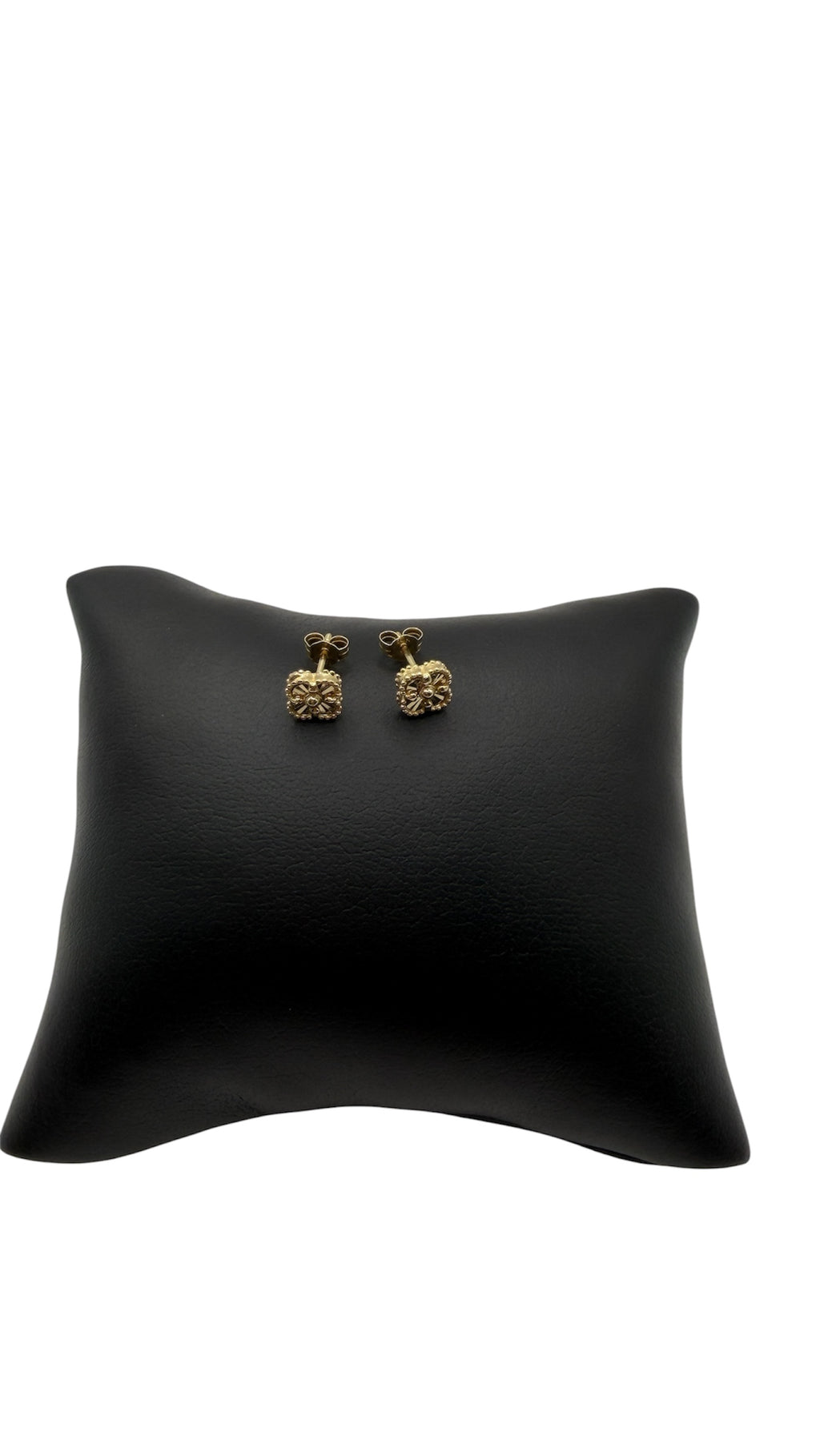 14K Solid Gold Clover Style Stud Earrings
