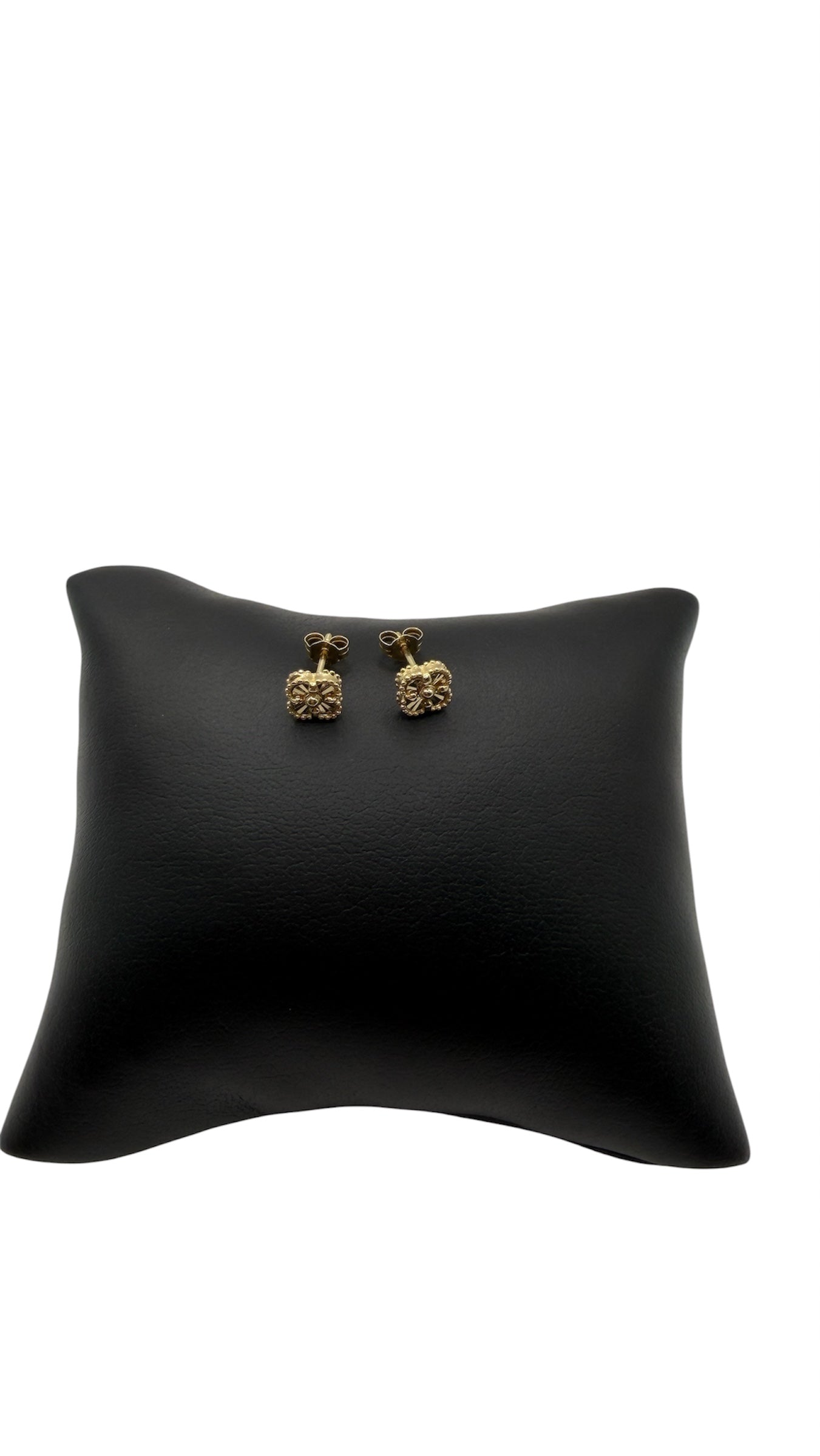 14K Solid Gold Clover Style Stud Earrings