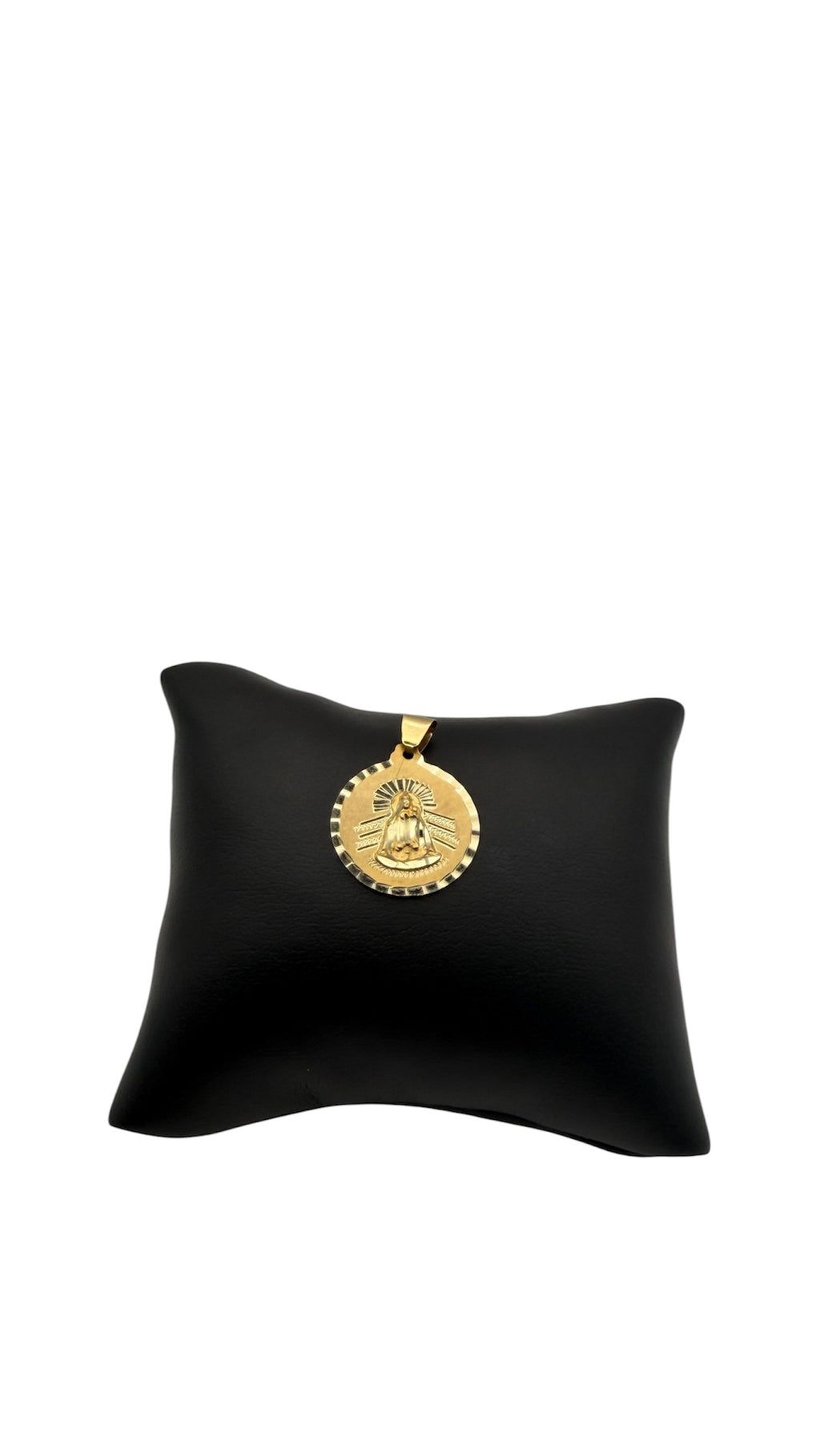 14K Solid Gold Virgen de la Caridad Medal Pendant