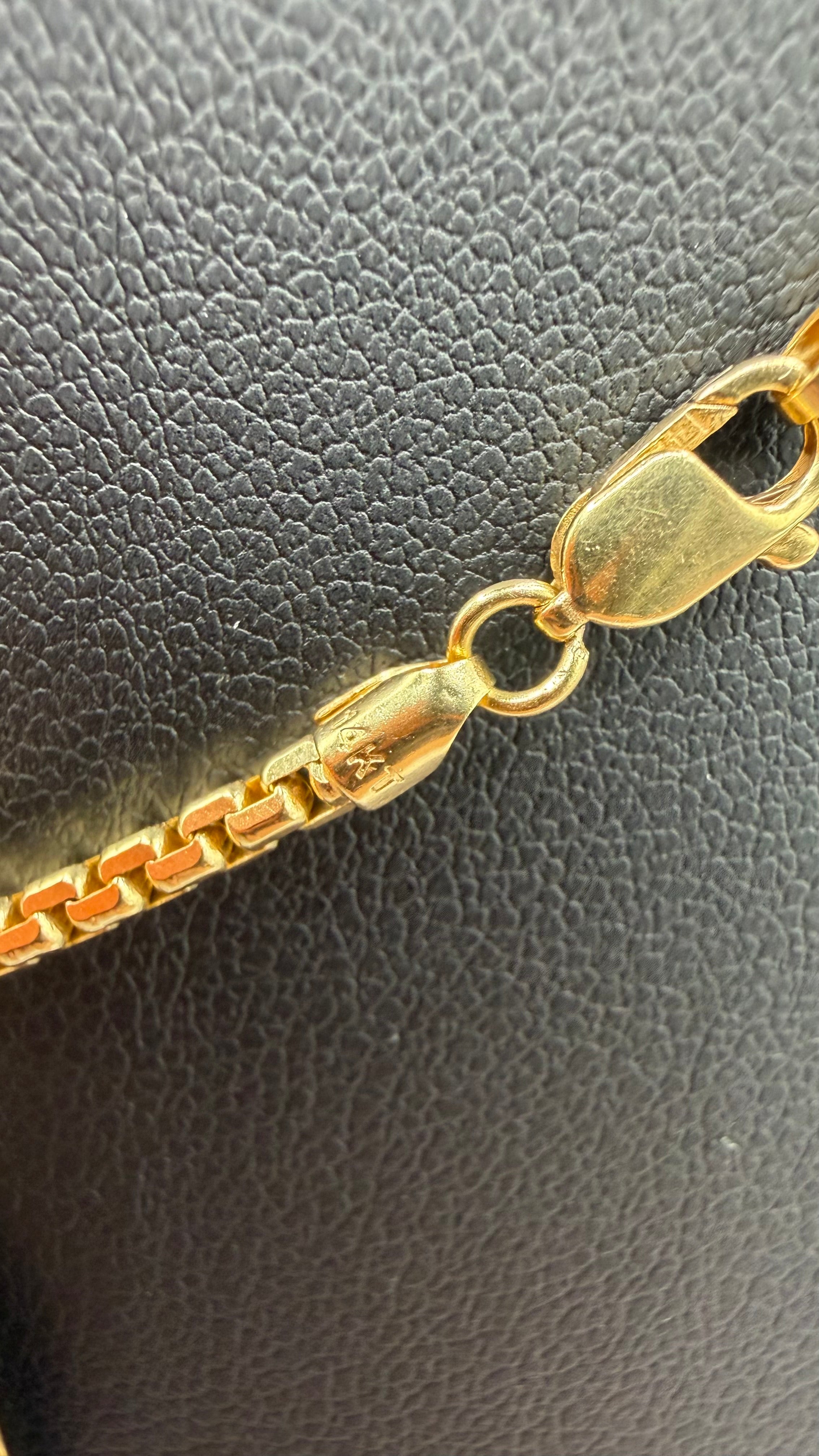 14K Box Chain + Virgin Mary Pendant Set