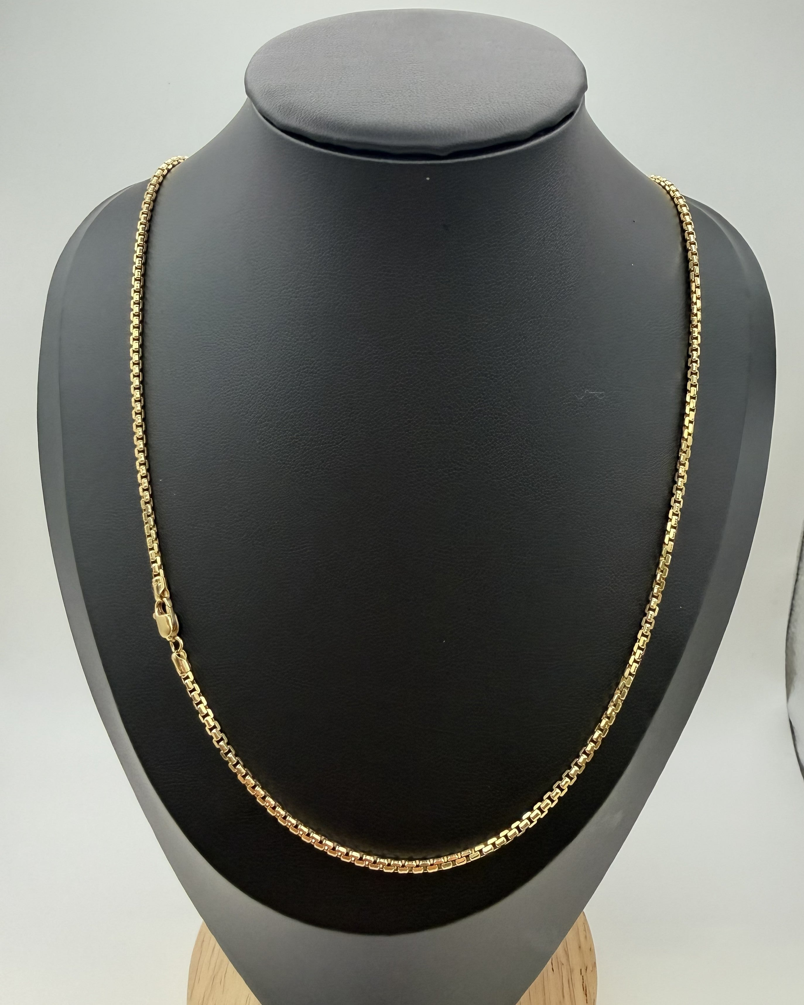 14K Solid Gold Box Chain Necklace – 20" | 2mm