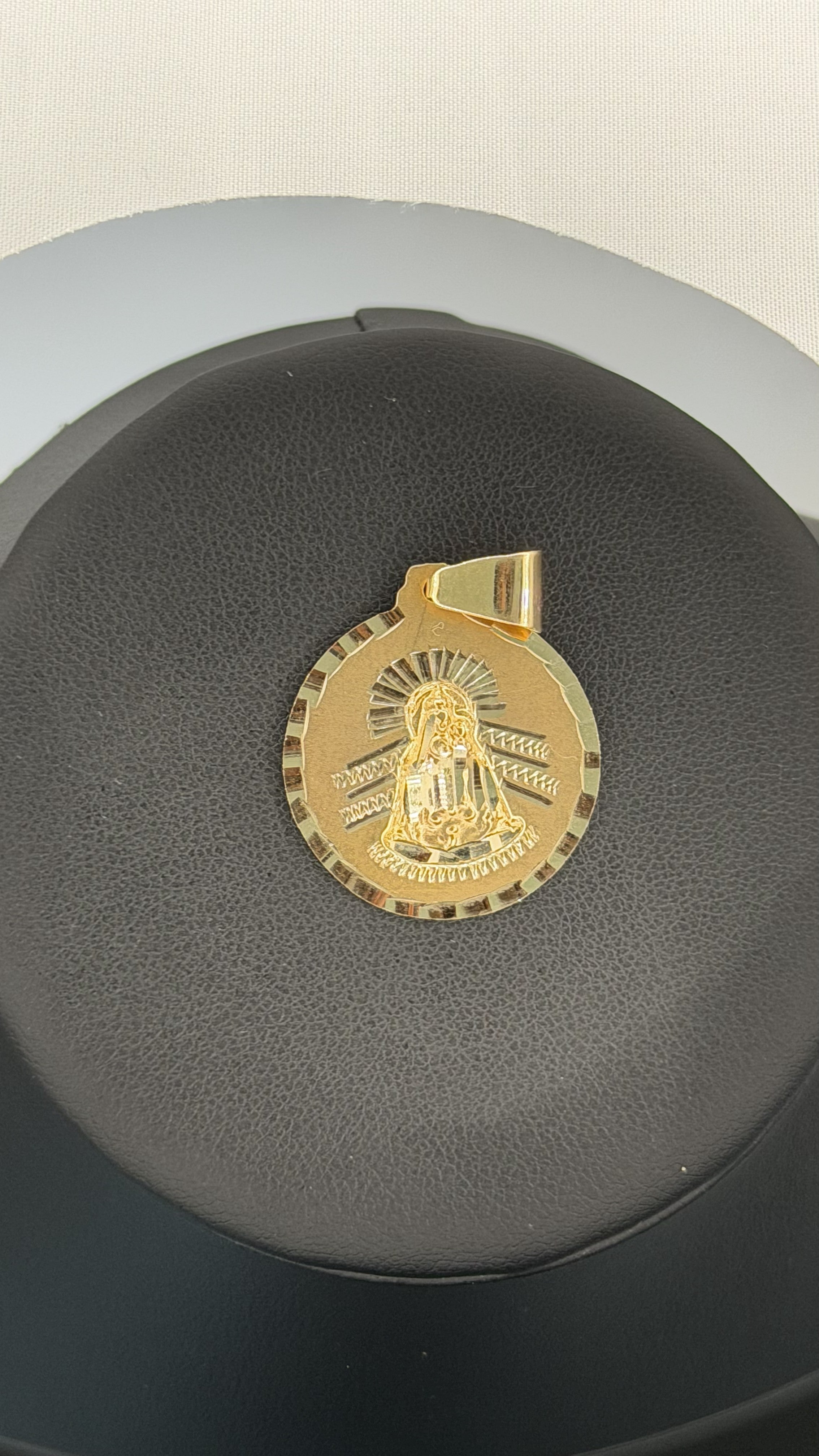 14K Solid Gold Virgen de la Caridad Medal Pendant