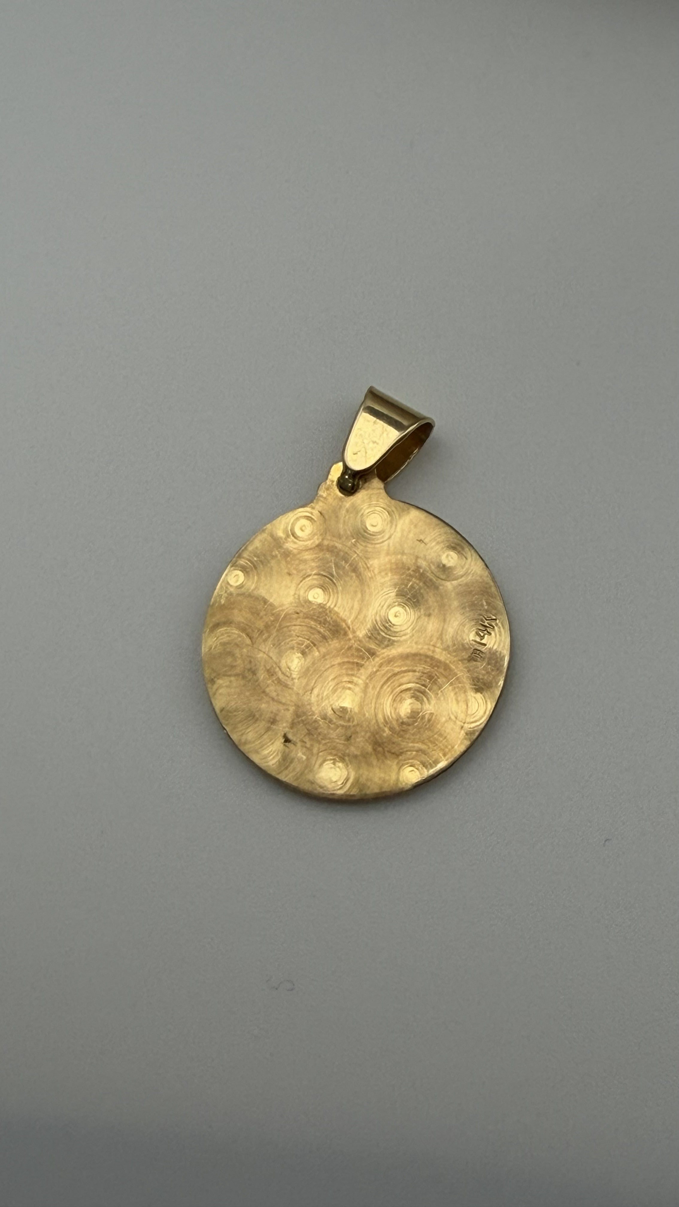 14K Solid Gold Virgen de la Caridad Medal Pendant