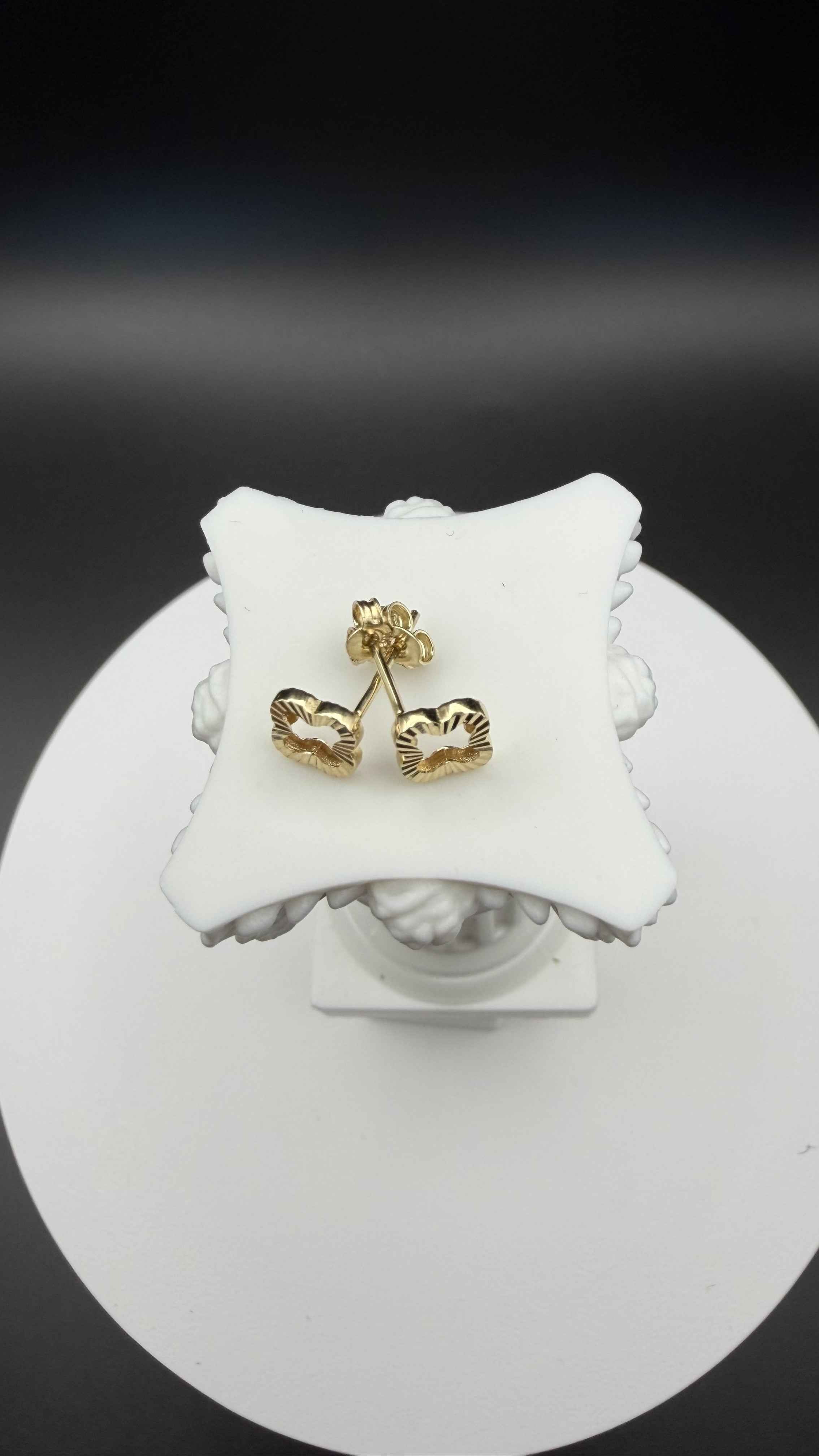 14K Solid Gold Clover Stud Earrings
