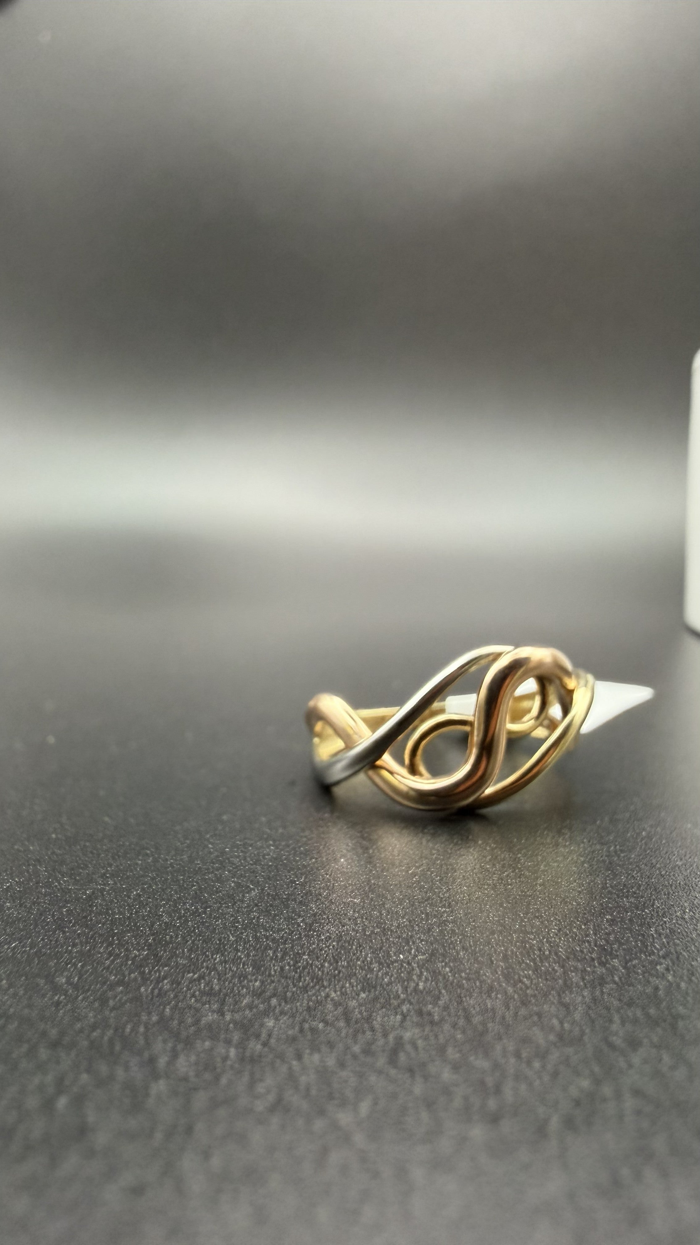 14K Solid Gold Three-Color Twisted Ring – Size 7