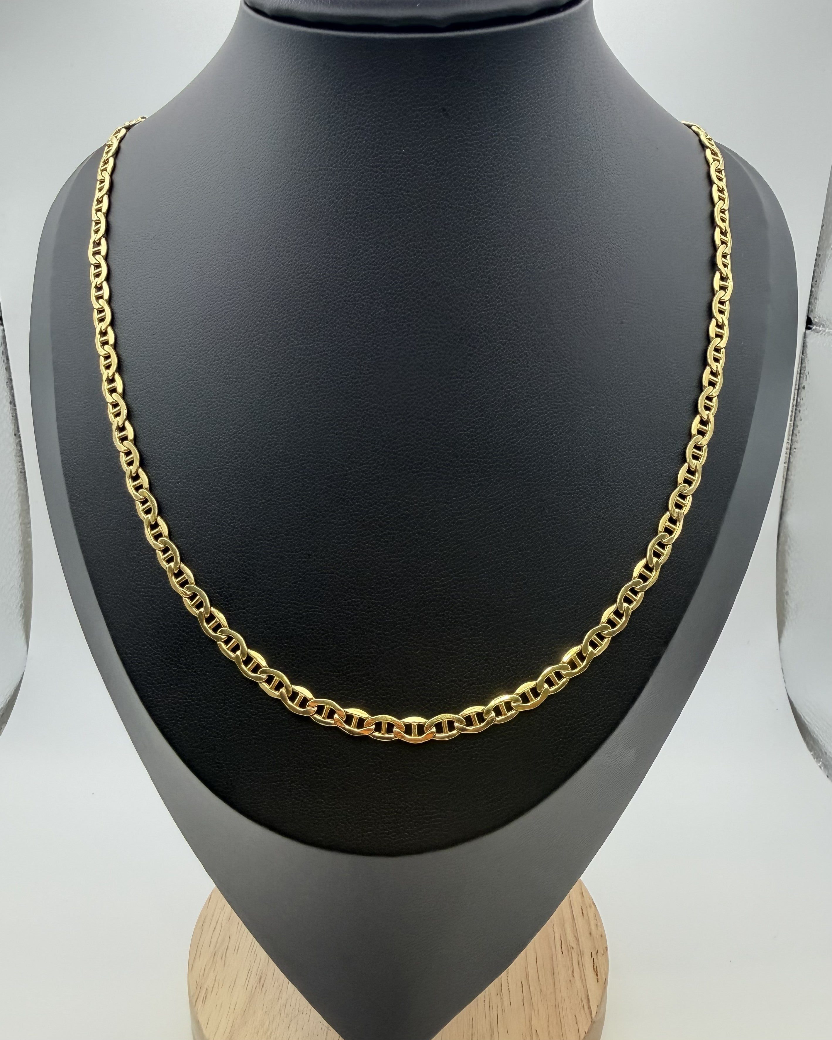 14K Solid Gold Mariner Link Necklace – 20" | 4.3mm