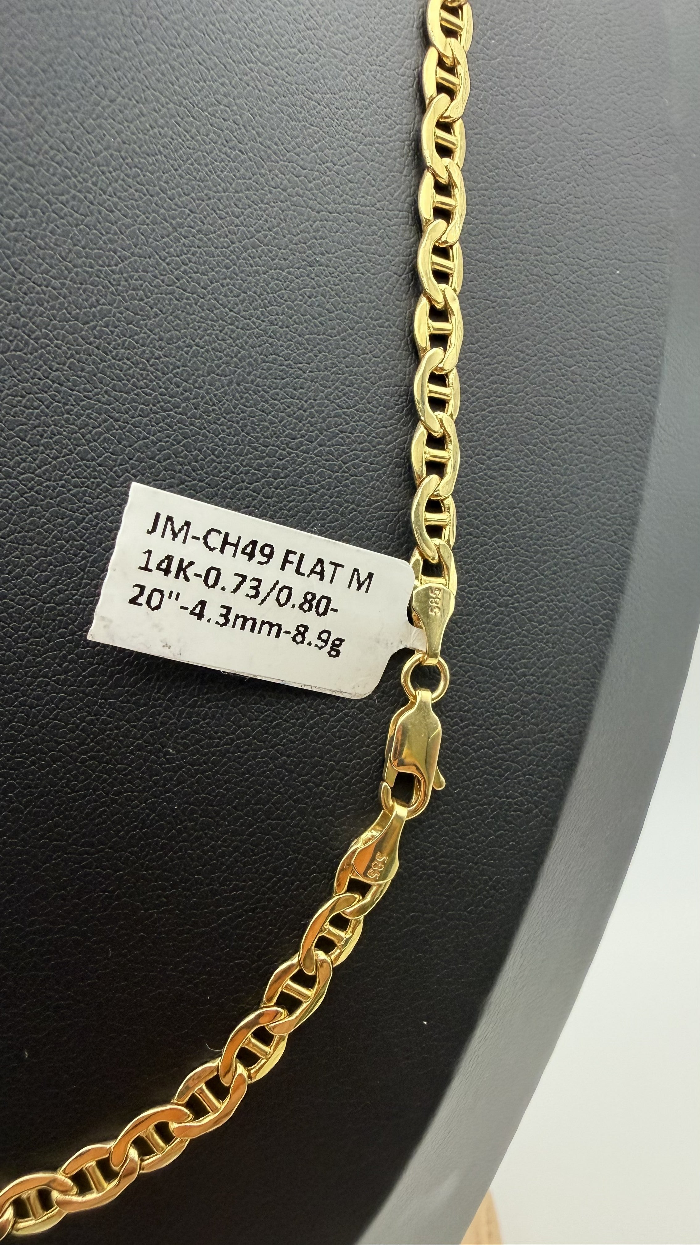 14K Solid Gold Mariner Link Necklace – 20" | 4.3mm