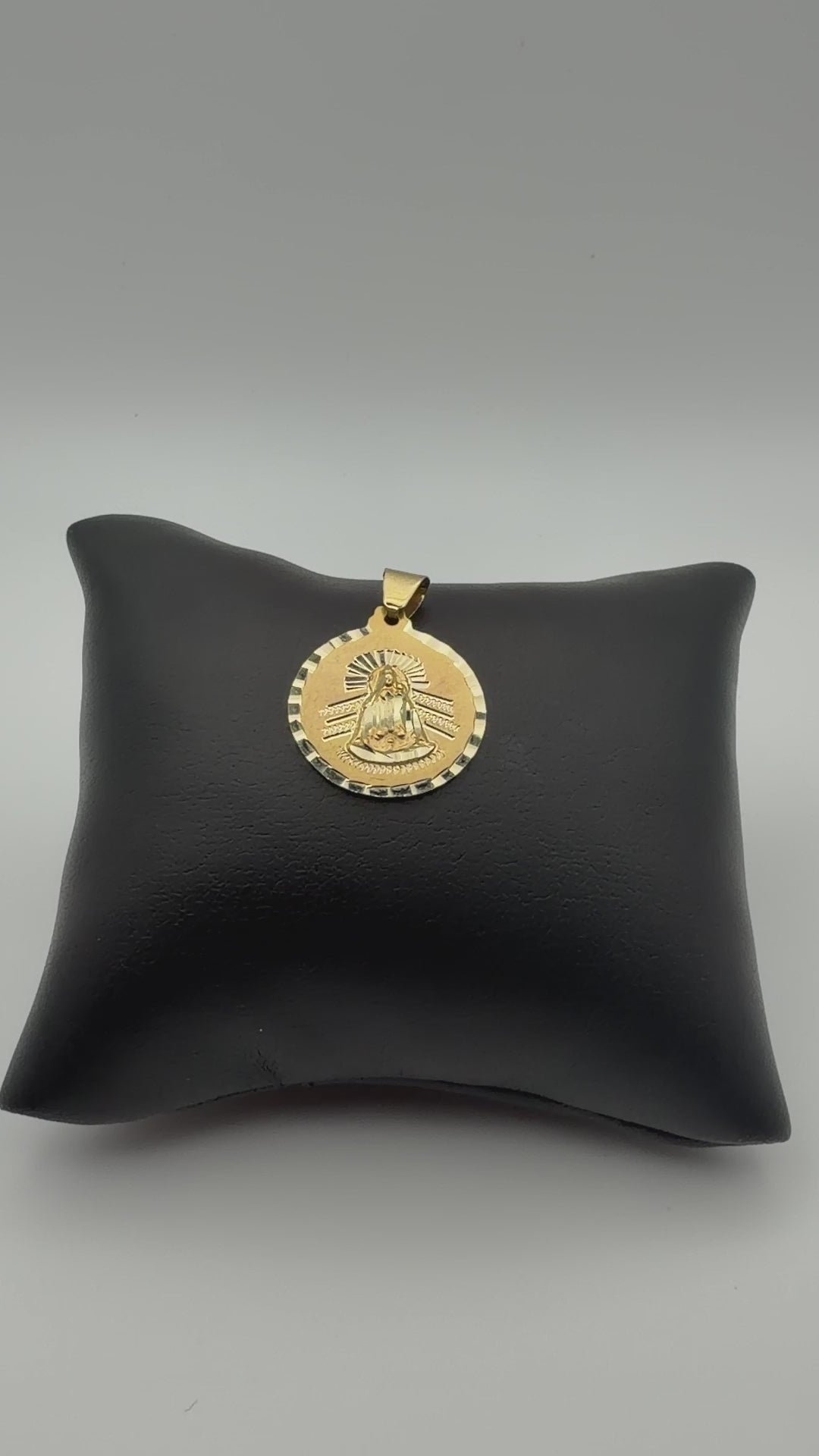 14K Solid Gold Virgen de la Caridad Medal Pendant