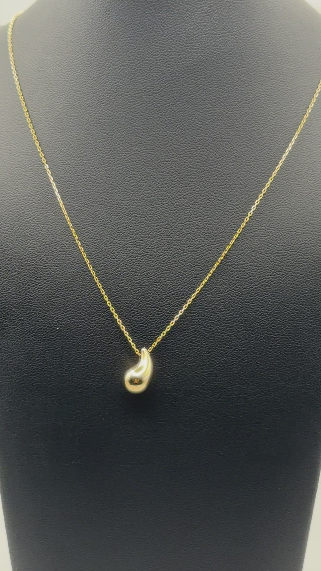 14K Solid Gold Teardrop Pendant Necklace – 18"