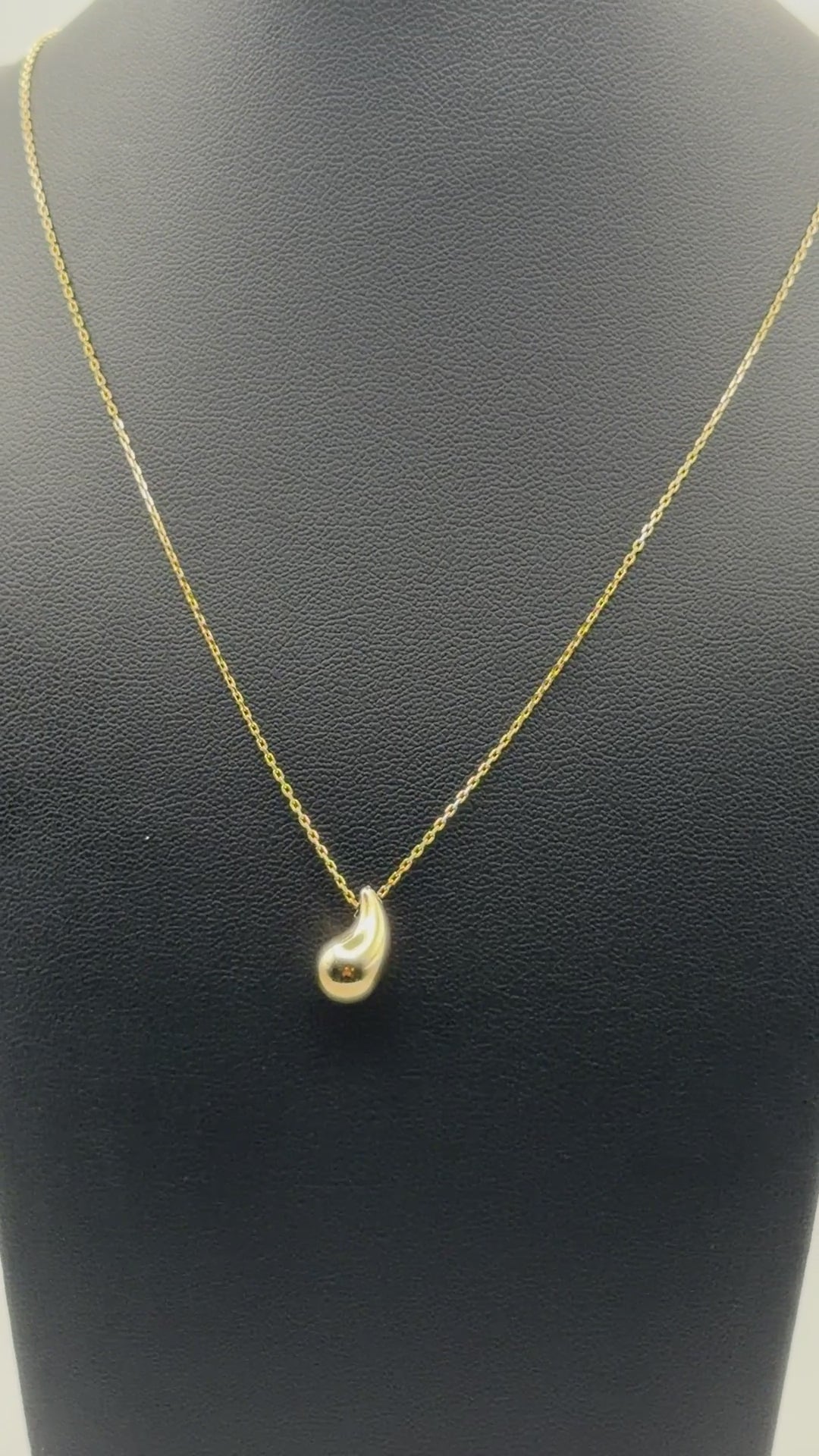 14K Solid Gold Teardrop Pendant Necklace – 18"