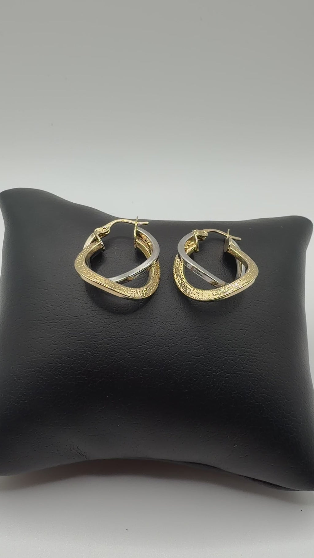 14K Two-Tone Gold Greek Key Hoop Earrings | 24.3mm