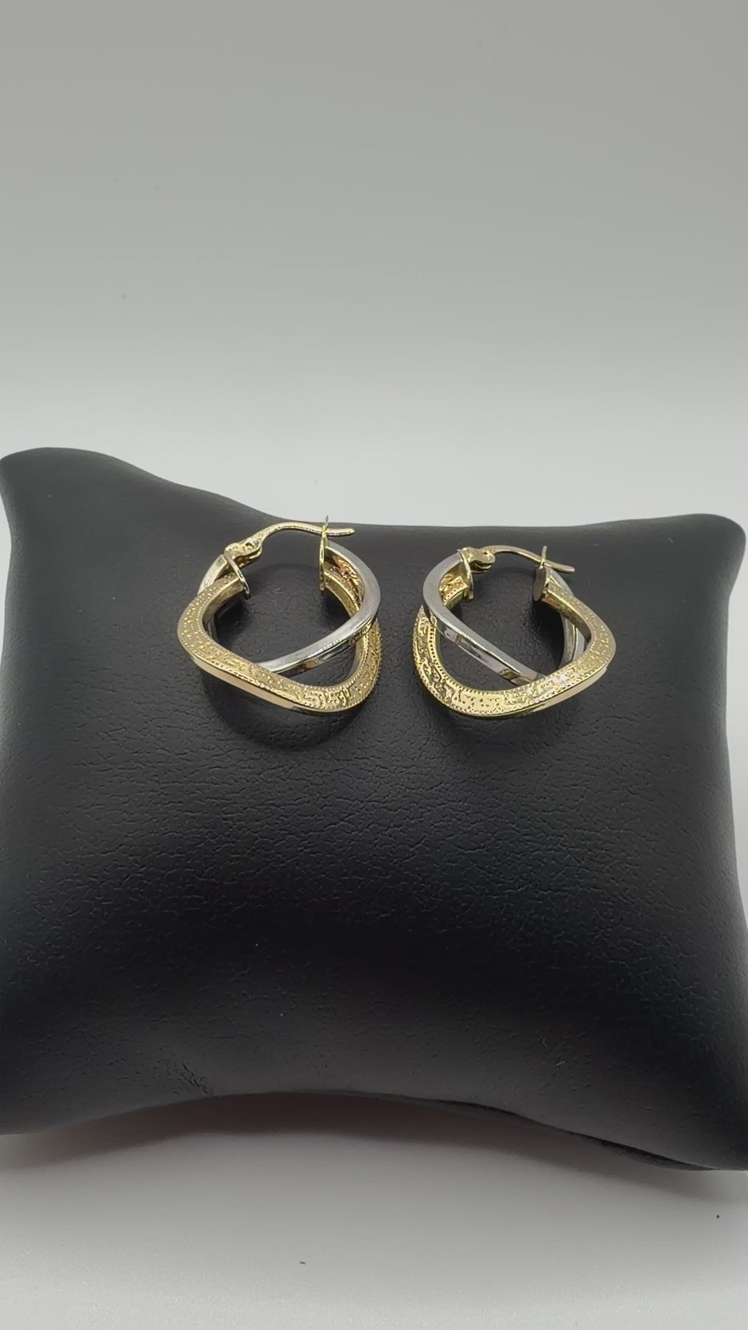14K Two-Tone Gold Greek Key Hoop Earrings | 24.3mm